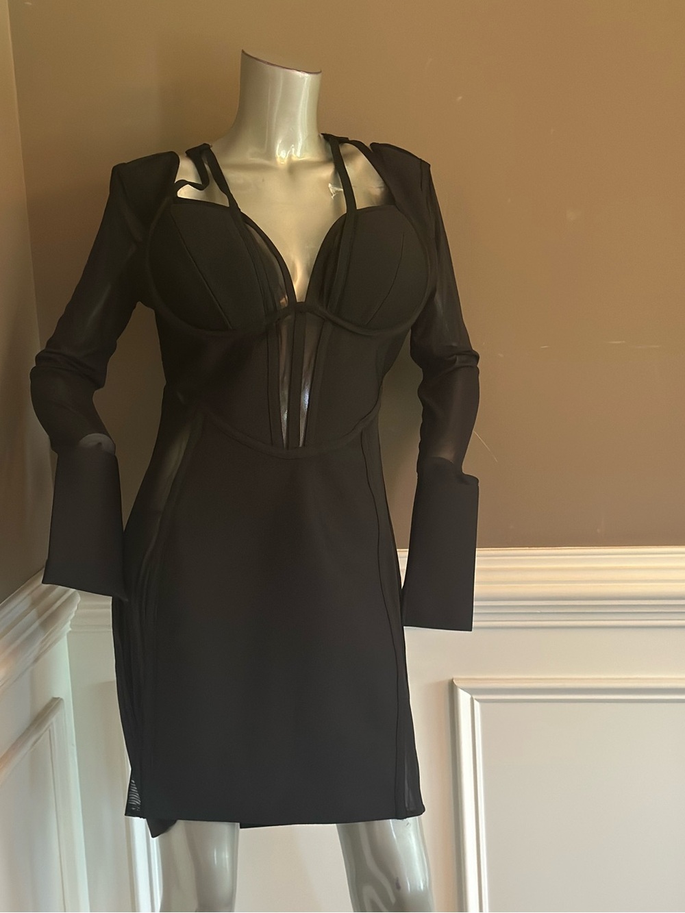 NWT FASHION NOVA Mini Bandage Mesh Black Dress Sz XL